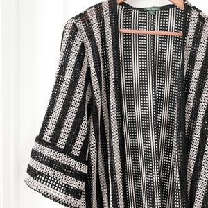 Wild Fable Crochet Black and White Striped Duster / Kimono